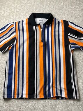 Noon Goons Striped Short-Sleeve 1/4 Zip Polo Men’s Size Medium
